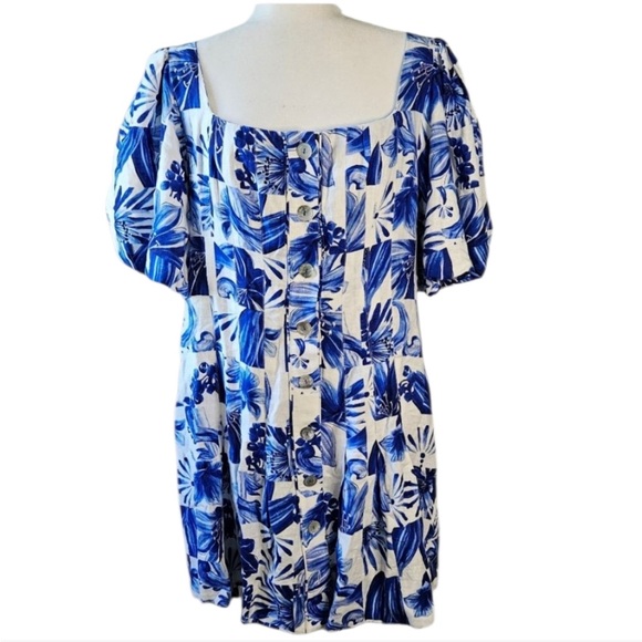 NEW With Tags Farm Rio Garden Tiles Linen Mini Dress - Picture 8 of 10